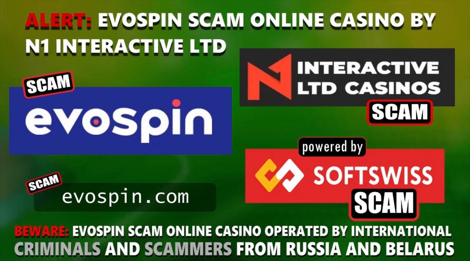 Evospin - Online Casino-Scam-Softswiss-N1 Interactive-Roland Yakovlevich Isaev-Paata Gamgoneishvili-Ivan Montik-Pavel Kashuba-Dmitry Yaikov